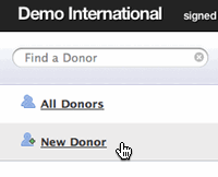 Donor Tools New Donor Button