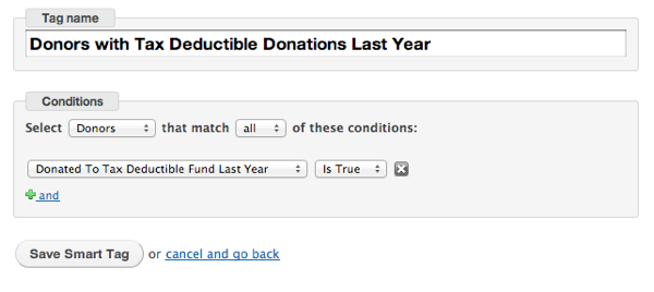 Smart Tag Deductible Donations Last Year